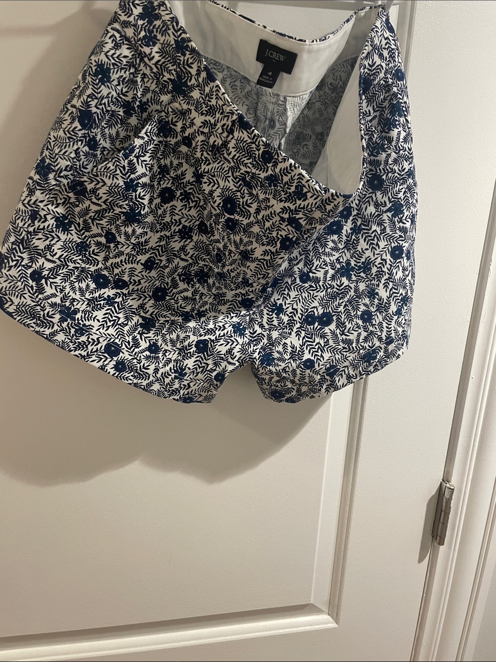 J. Crew Blue & White Floral Shoulder Bag